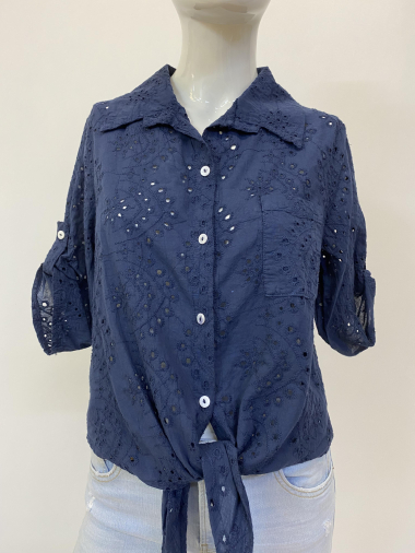 Wholesaler Ornella Paris - Cotton shirt with English embroidery