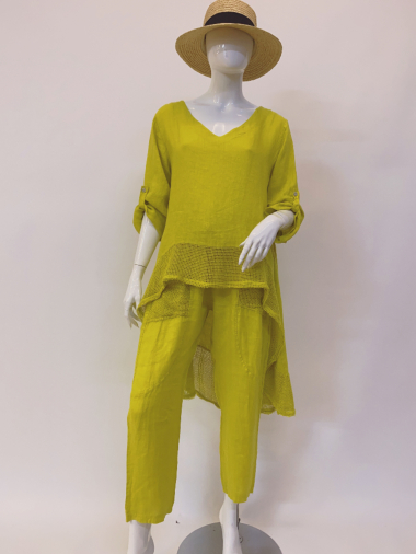 Mayorista Ornella Paris - Conjunto de lino (túnica y pantalón)