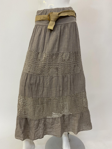 Wholesaler Ornella Paris - Cotton skirt with lace