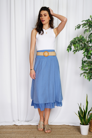 Wholesaler Ornella Paris - Silk skirt with belt
