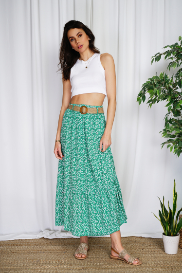Wholesaler Ornella Paris - Printed skirt with belt