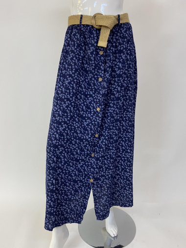 Wholesaler Ornella Paris - Long printed skirt with belt
