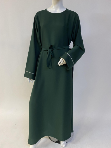 Wholesaler Ornella Paris - Elegant Long Sleeve Crew Neck Loose Abayas Dress