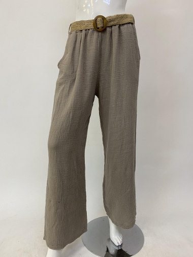 Wholesaler Ornella Paris - Pants with belt in Linen and Cotton