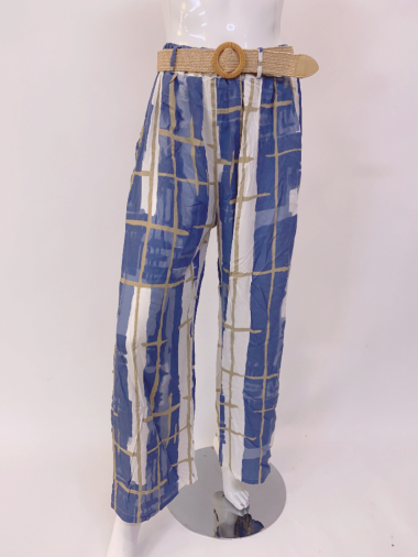 Grossiste Ornella Paris - Pantalon imprimé avec ceinture