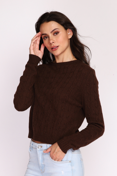 Wholesaler Ornella Paris - Round neck ribbed wool-blend sweater