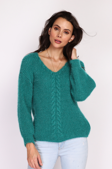 Wholesaler Ornella Paris - Mohair ribbed V-neck sweater