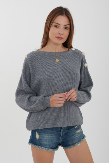 Wholesaler Ornella Paris - High neck sweater with button on the shoulder