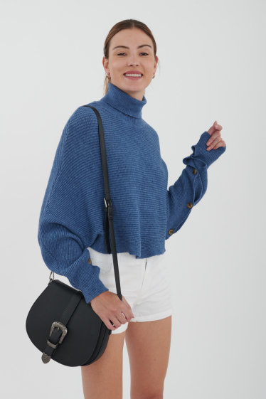 Wholesaler Ornella Paris - High neck sweater with button on sleeves