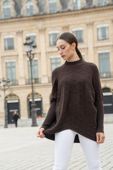 Wholesaler Ornella Paris - Knitted sweater with stand-up collar
