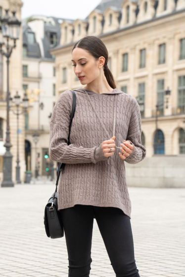 Wholesaler Ornella Paris - ribbed hooded sweater