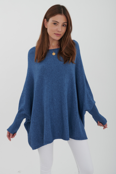 Wholesaler Ornella Paris - Plain knit tunic sweater
