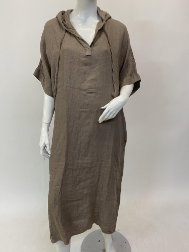 Wholesaler Ornella Paris - Linen hooded dress