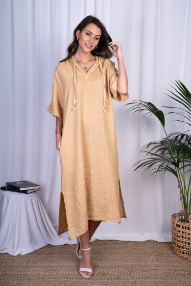 Wholesaler Ornella Paris - Linen hooded dress