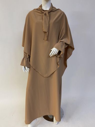 Grossiste Ornella Paris - Robe abaya à manches longues, ensemble deux pièces