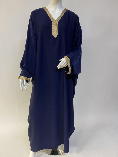 Wholesaler Ornella Paris - Elegant Gold V-Neck Batwing Sleeve Abaya Dress