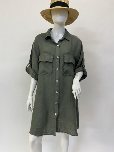Wholesaler Ornella Paris - Buttoned linen dress