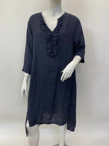 Wholesaler Ornella Paris - Linen v-neck dress