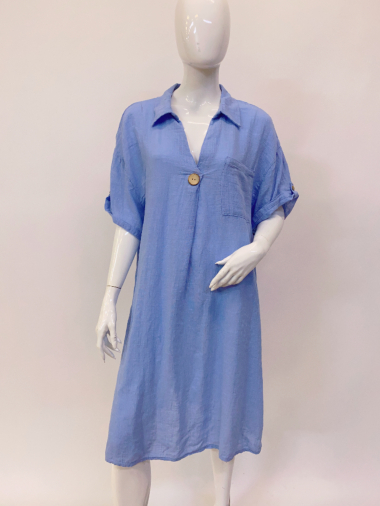 Wholesaler Ornella Paris - Cotton dress with 1 button on the front
