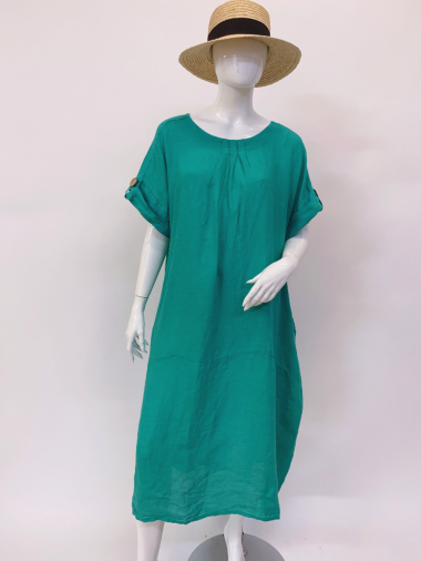 Wholesaler Ornella Paris - Linen short sleeve dress