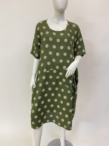 Wholesaler Ornella Paris - Polka dot linen dress