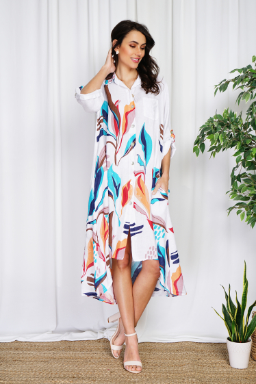 Wholesaler Ornella Paris - Printed linen dress