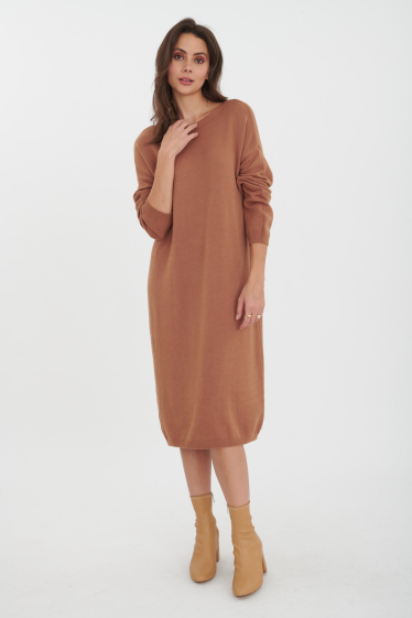 Wholesaler Ornella Paris - Long plain sweater dress