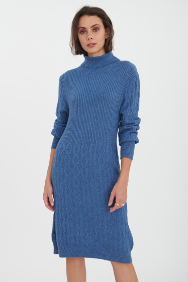 Wholesaler Ornella Paris - Ribbed jumper dress with high neck