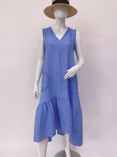Wholesaler Ornella Paris - Sleeveless linen dress