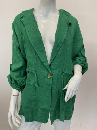 Wholesaler Ornella Paris - casual linen hooded jacket