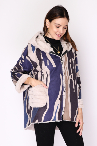 Wholesaler Ornella Paris - Printed faux fur jacket