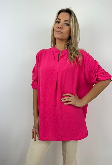 Großhändler OXXYZEN - Oversize blouse with 3/4 sleeves