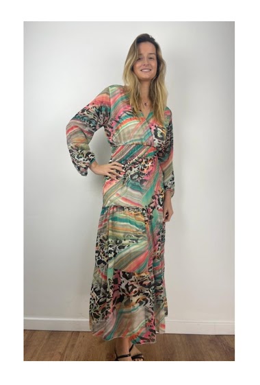 Großhändler OXXYZEN - Long printed dress with lining