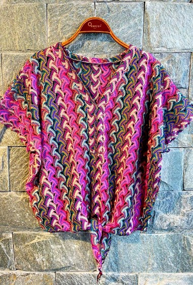 Wholesaler OXXYZEN - V neck crochet top with knot