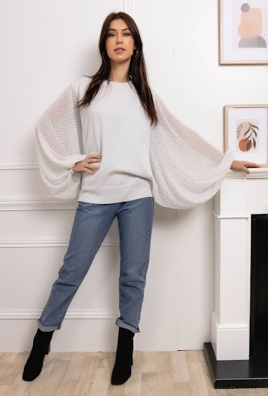 Wholesaler Papareil - Sparkly sweater with puff sleeves