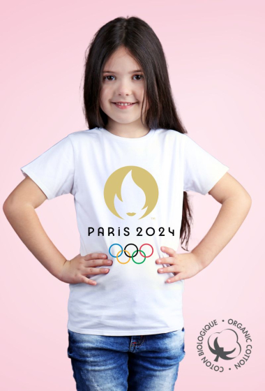 Wholesaler Paris 2024 - Official short-sleeved T-shirt JO PARIS 2024 Cotton