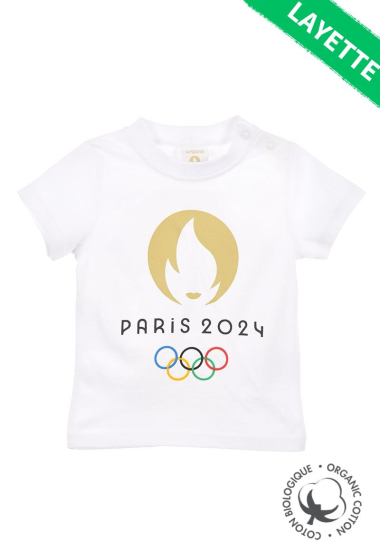 Wholesaler Paris 2024 - Official short-sleeved T-shirt "Flames" JO PARIS 2024 Organic Cotton