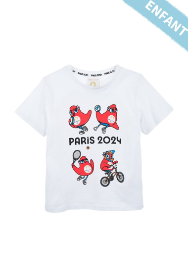 Grossiste Paris 2024 - Tee-Shirt manches courtes officiel "Phryge" enfant JO PARIS 2024