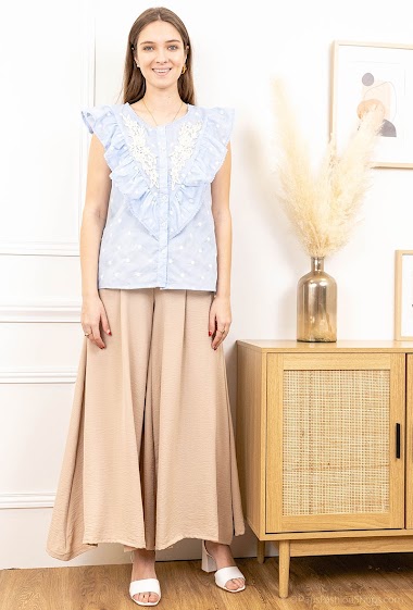 Wholesaler Paris et Moi - Buttoned embroidered blouse