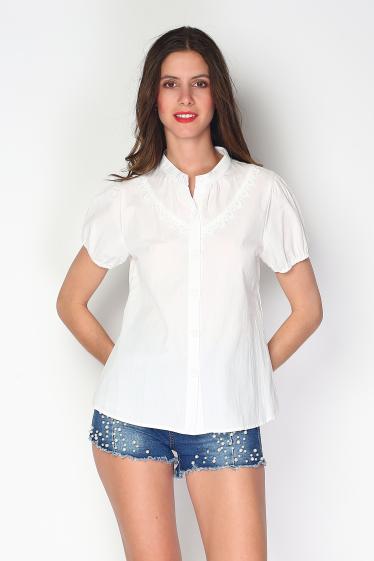 Wholesaler Paris et Moi - Round neck short-sleeved cotton blouse