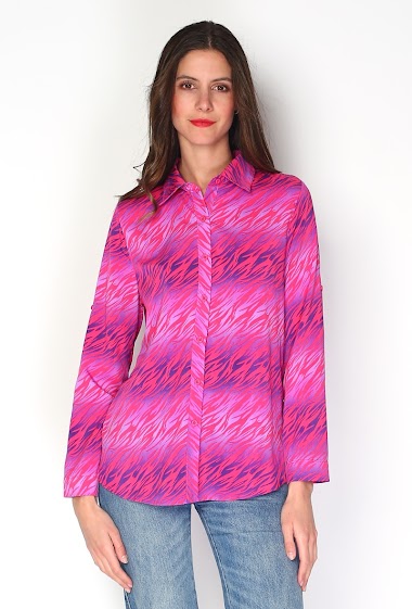 Wholesaler Paris et Moi - Fluid shirt with fluorescent flame print