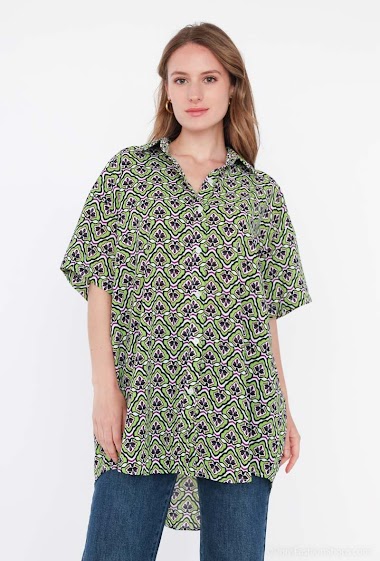 Wholesaler Paris et Moi - Fluid oversized printed shirt with short sleeves