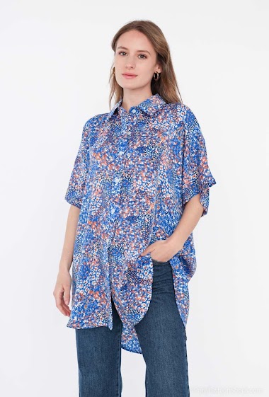 Wholesaler Paris et Moi - Fluid oversized printed shirt with short sleeves