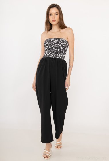Wholesaler Paris et Moi - Strapless jumpsuits with floral top, plain bottom