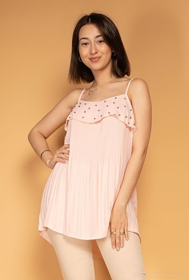 Wholesaler Paris et Moi - Pleated tank top with pearls