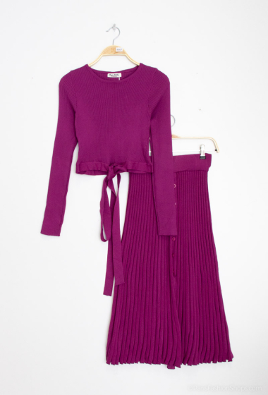 Wholesaler Paris et Moi - Plain slit long skirt set