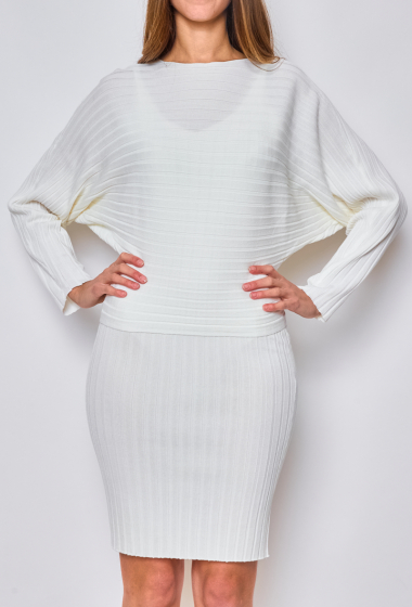 Wholesaler Paris et Moi - Plain dress and sweater set in soft knit ref 8945