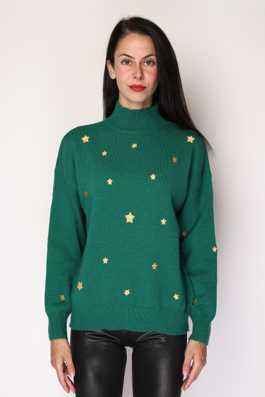 Wholesaler Paris et Moi - High neck sweater with star embroidery.