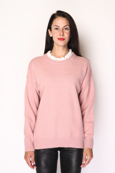 Wholesaler Paris et Moi - Plain round-neck sweater with cotton lining