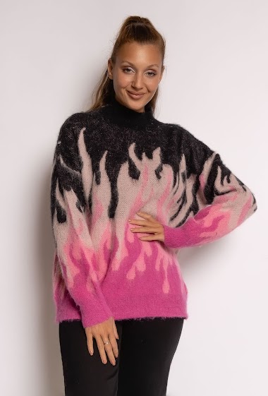 Flame print online sweater